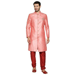 RIYAZ GANGJI LIBAS Solid Sherwani Set Pink
