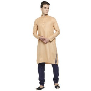 Basic Nude Peach Cotton Kurta With Matched Buttons , Perfect To Wear As Is Or Paired With Bundi Or Long Jackets