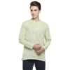 Glacial Green Linen Feel Short Kurta With A Single Button And Slit Opening