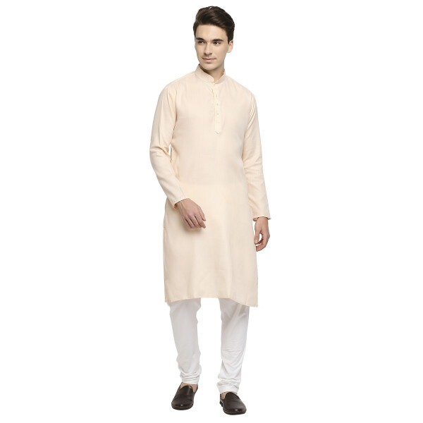 Pale Beige Basic Cotton Kurta With Self Buttons …The Perfect Item To Coordinate With Bundi Jackets Etc