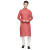 Coral Cotton Kurta With Delicate Wooden Buttons